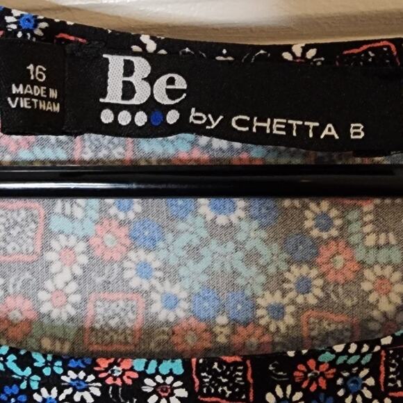 Be by Chetta Womens Dress Knit Sz 16 Black Multi Print Half Sleeve Midi Boho - Picture 9 of 9